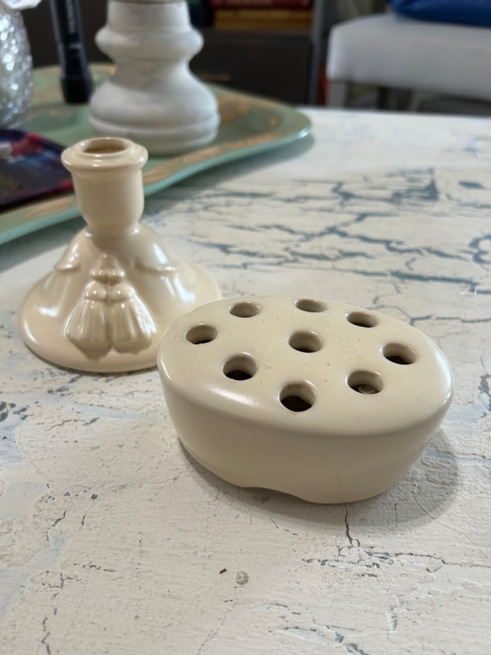 Vintage Weller Candleholder and flower frog